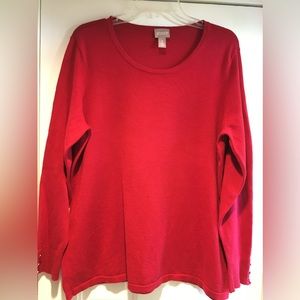 Chico’s Crew Neck Long Sleeve Cotton Pullover Sweater